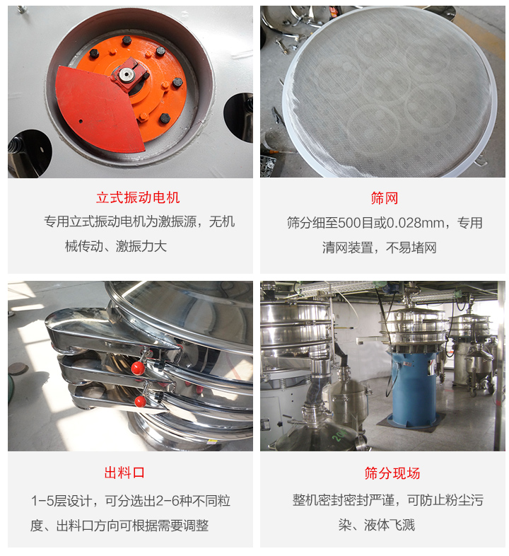 旋振篩定制化有：移動，加緣，閘門等多種形式選擇。子母設計透網(wǎng)率高，換網(wǎng)方便。