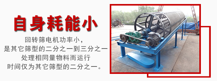 滾筒篩耗能小，使用壽命長，維修方便